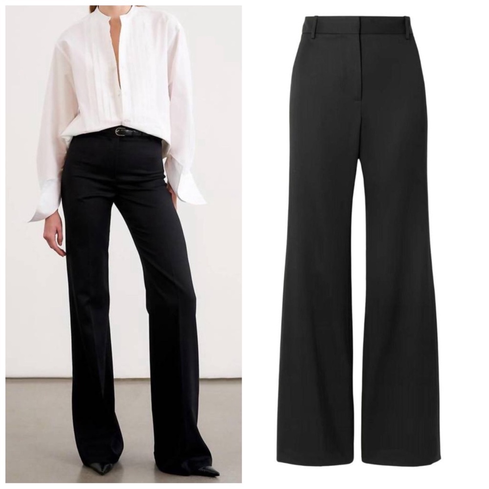 •NILI LOTAN• NWOT Black‎ Arielle High Rise Flare Leg Wool Trouser Pant Size 0 - Picture 15 of 15